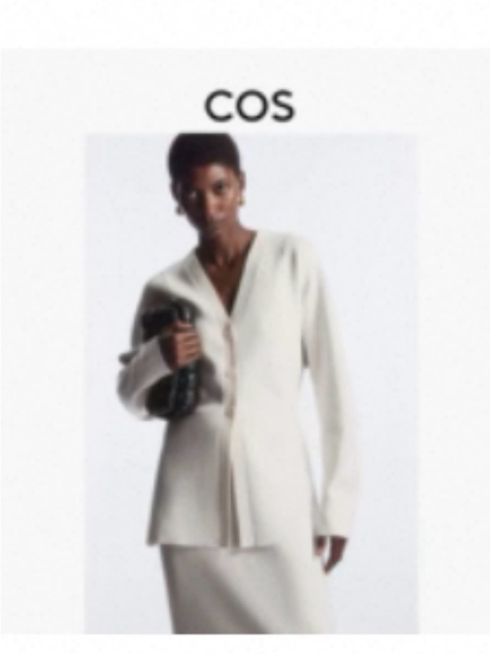 COS Off-White V-Neck Knit Cardigan